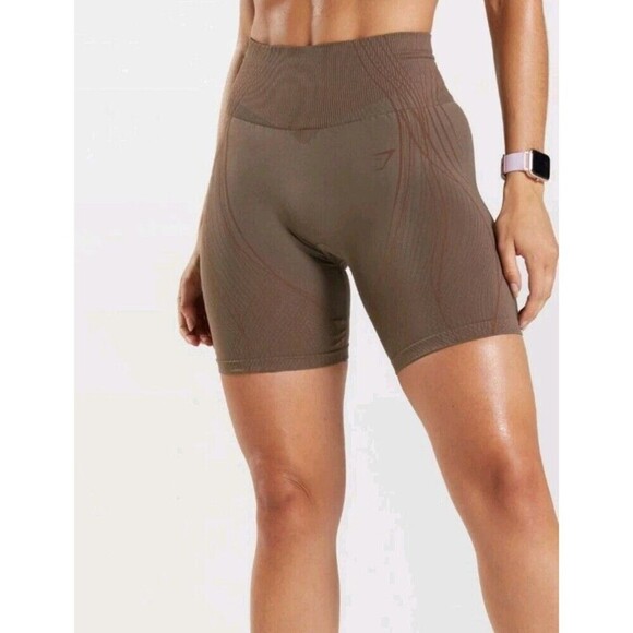GYMSHARK APEX Seamless Shorts Size XXL Brown Biker Women's Activewear Workout - Picture 6 of 10